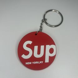 Supreme Sup Circle Keychain Keyring Accessory Red