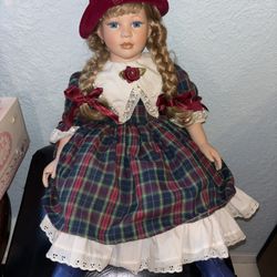 Porcelain doll outfit \ dress Doll has missing finger see all pictures 