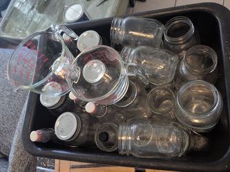 Mason jars,  Measuring cups, and Flip Top Bottles