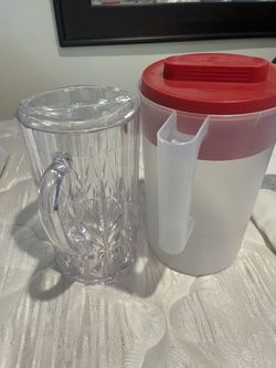 Pitcher Set of 2 Plastic (New) with lids.