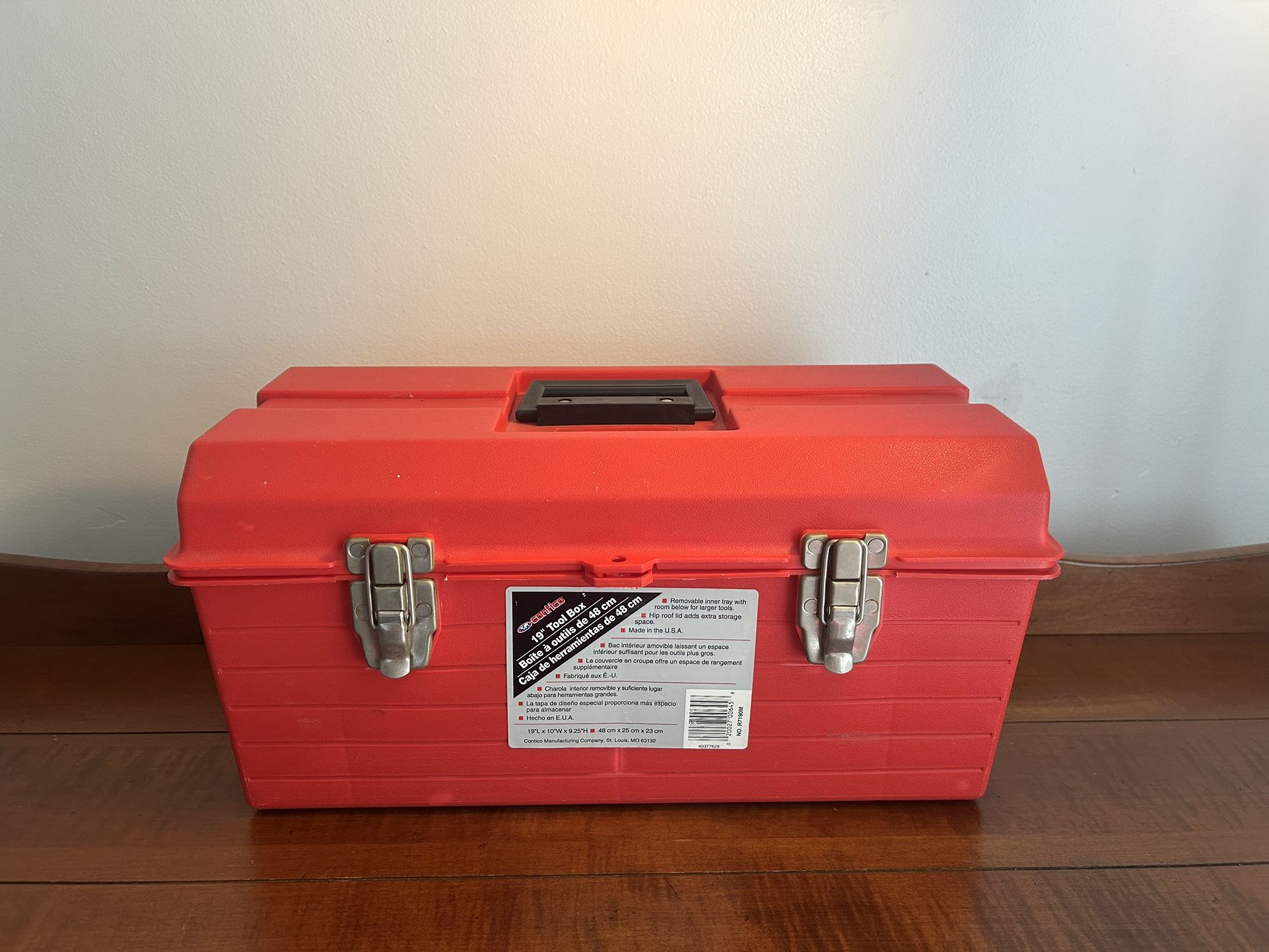 Vintage Red Contico Tuff Tool Box with Removable Tray