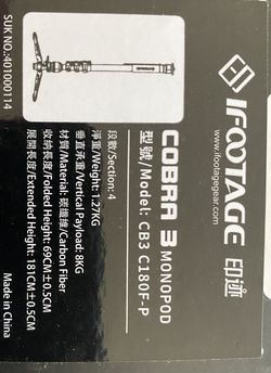 IFOOTAGE Monopod Cobra 3 C180F-P