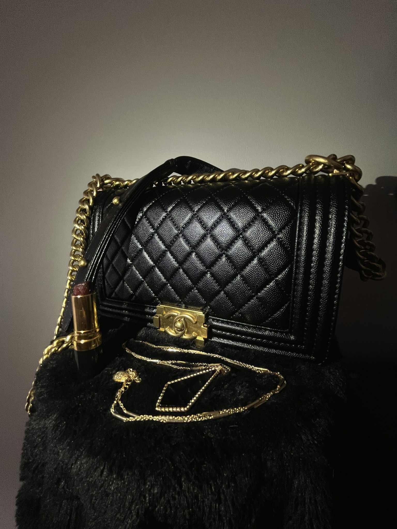 Black Caviar Leather Purse