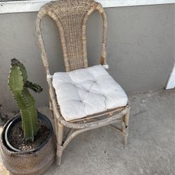 Rattan Wicker Chair with Cream Cushion 