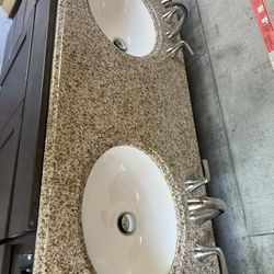Vanity Two Sinks And Cabinet