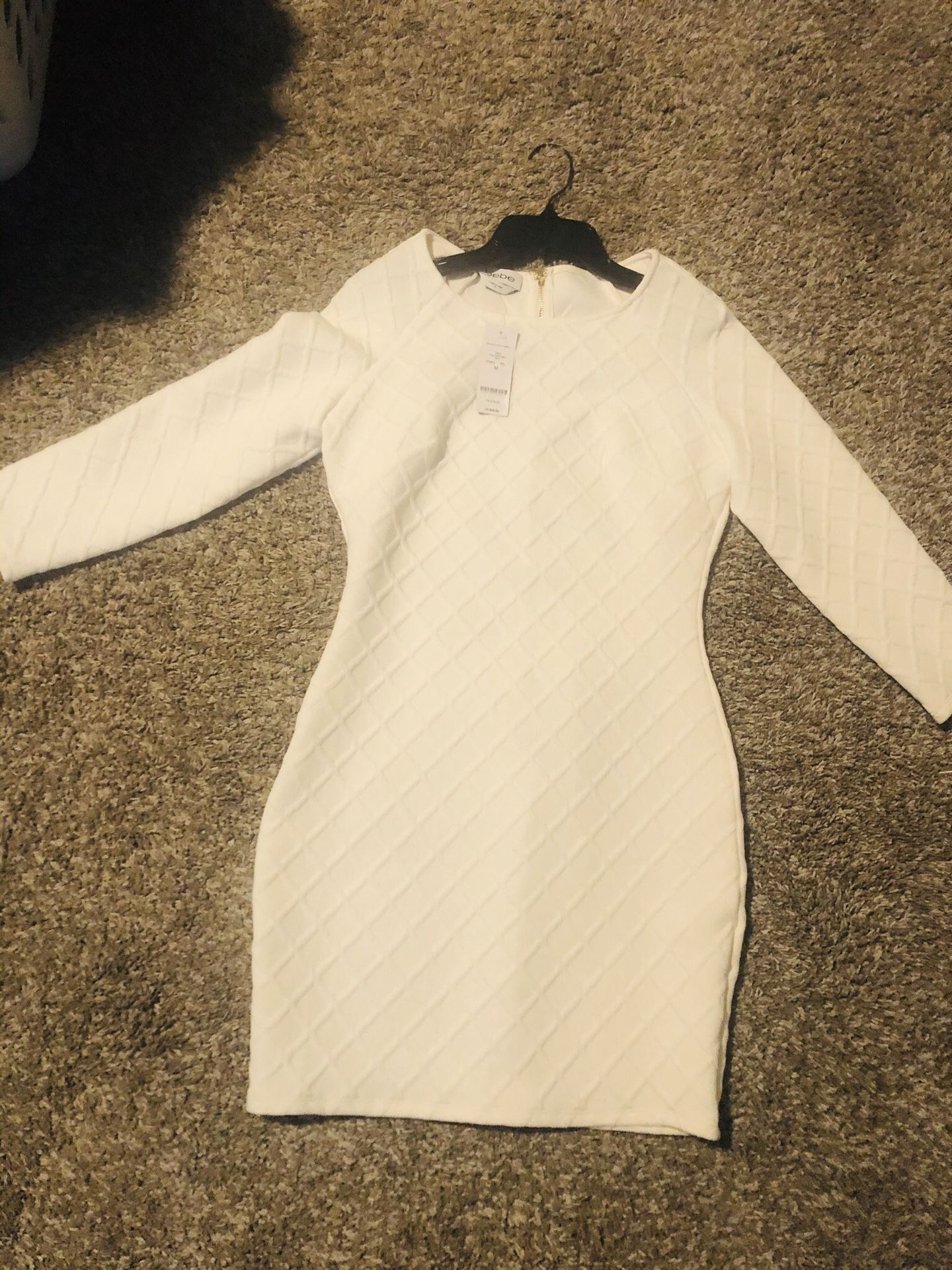 Bebe White Long Sleeve Dress