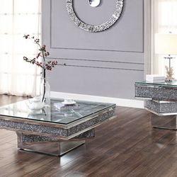 New Glass Mirrored Coffee Table And Side Table 