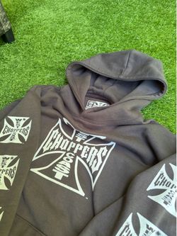 West Coast Choppers Hoodie Iron Cross Jesse James Men’s Medium Brown