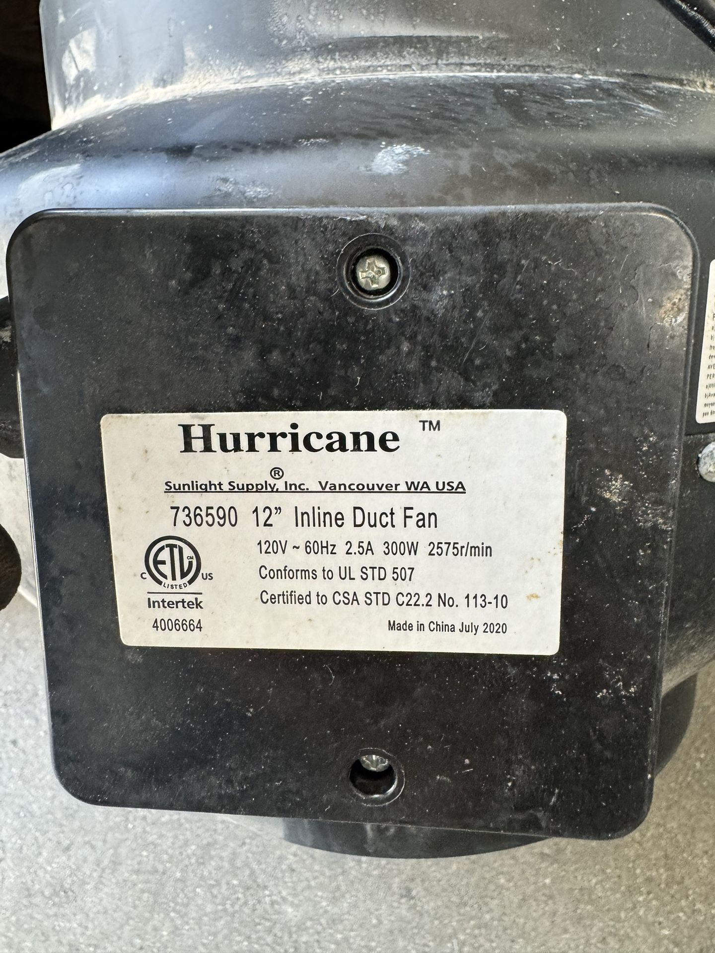 Hurricane Fan 120V