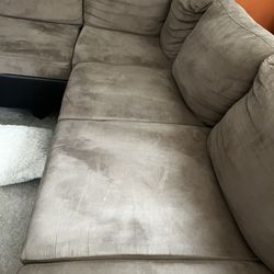 Cream Sectional with Ottoman 
