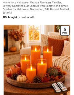New 5 piece Halloween orange frameless candle