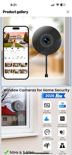 2K 3MP Window Camera, 5GHz & 2.4GHz WiFi Dome Cameras for Home Security for Indoor & Outdoor Monitoring, with Full Color Starlight Night Vision, Motio