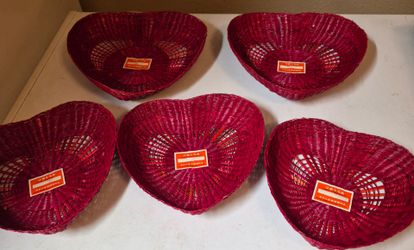 5red plate for different items from wood good condition $ 30.00