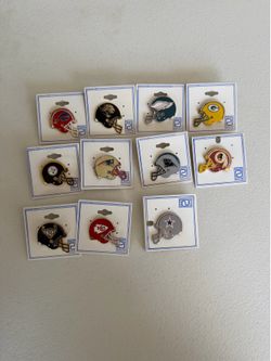Vintage NFL Helmet Enamel Lapel Pins - Peter David Collection