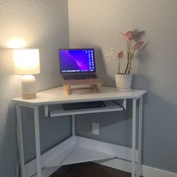 White ODK Corner Desk With Key Board Drawer