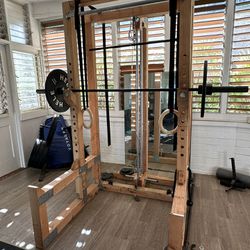 Squat Rack w/ Pulley System And 1inch Barbell