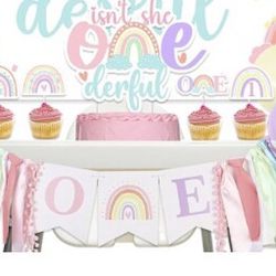 Pastel Rainbow 1st Birthday Decorations