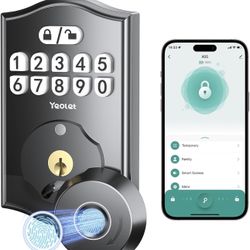 New-Fingerprint Keyless Entry Door Lock App Control Smart Locks for Front Door, Keypad Deadbolt, Auto Lock One Time Password Easy Installation, Black