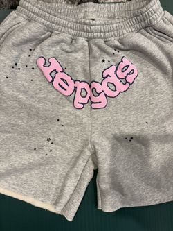 Grey and pink Spider/Sp5der shorts