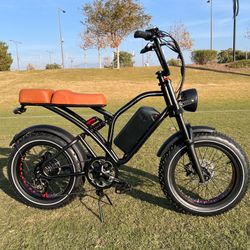 (750W/1000W/48V ELITE Electric Chopper E-Bike, 25ah/48V🔋, 28-32mph, 30-80 Mile Range