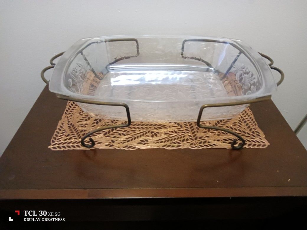 Crystal Serving Tray With Rack