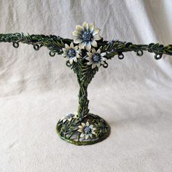 Collette et Cie Enamel Austrian Crystal Floral Jewelry Stand Display