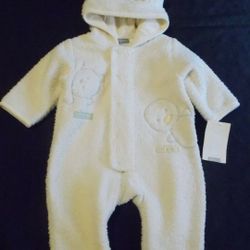 Vtg NWT 3-6M Carter's neutral colored sherpa snowsuit (pram) 

