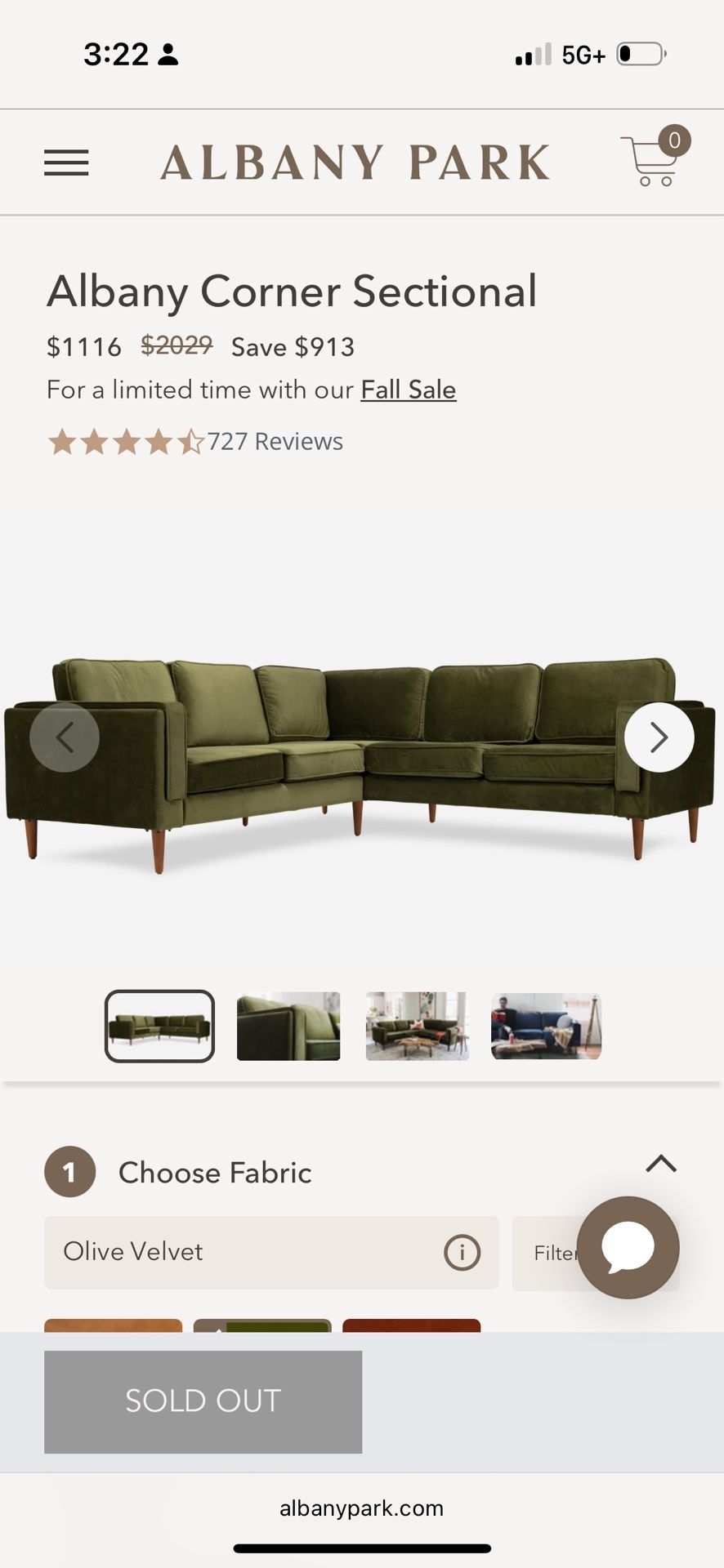 Green Velvet Albany Park Sofa