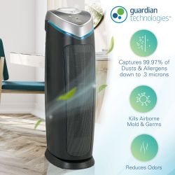 Germguardian Air Purifier w/ HEPA Filter, UVC Sanitizer + Odor Reduction, AC4825DLX model. (22-inch Tower)