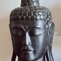 Large Wood Buddha Head