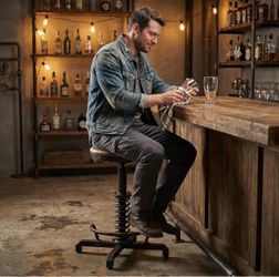 New assembled set of 4 Industrial Retro Vintage Farm PU Seat Tractor Stool Kitchen Swivel Height Adjustable bar Stool Copper