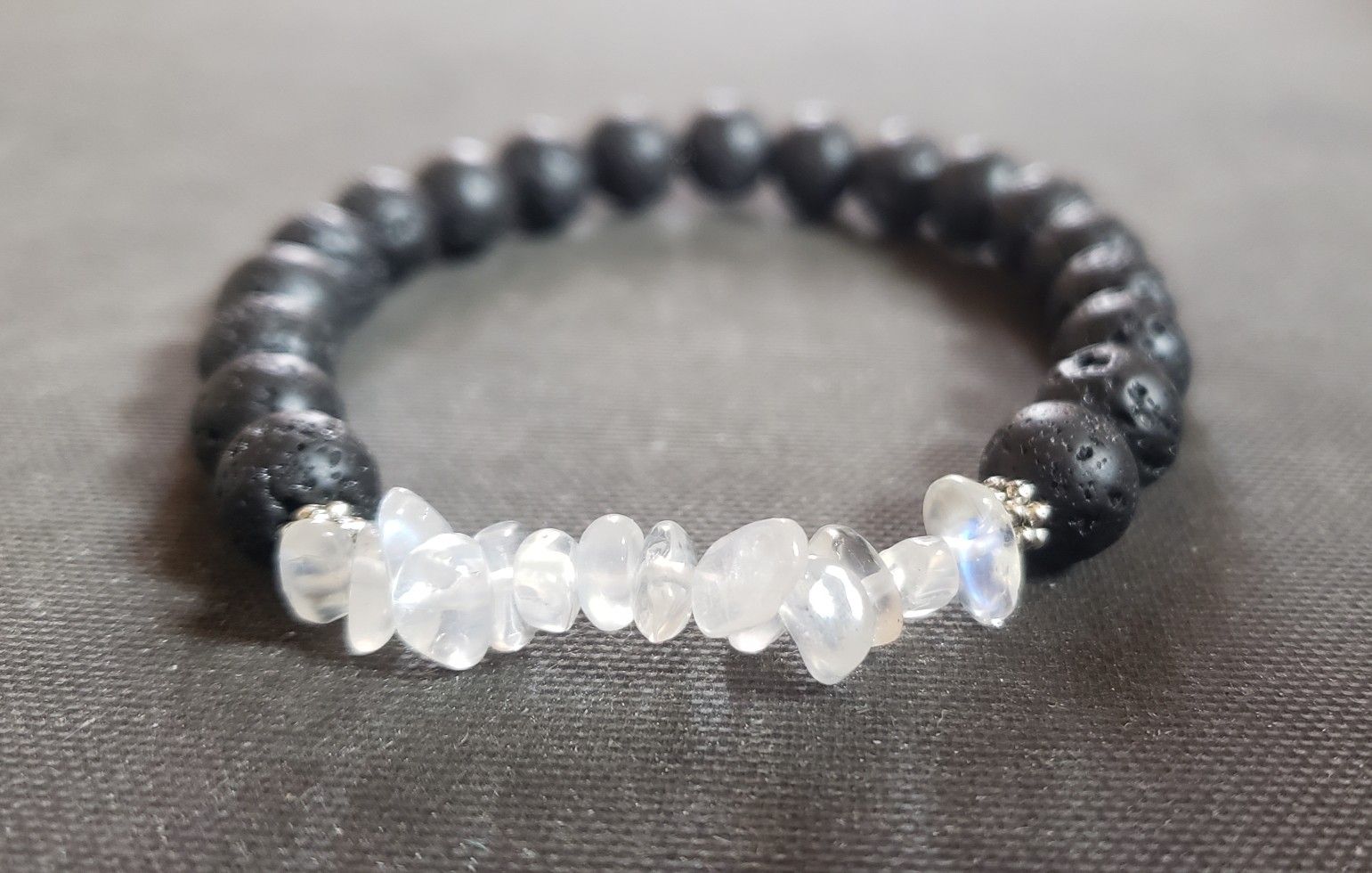 NATURAL stone- Moonstone Lava Rock Oil Essential Bracelet(healing,reduce stress,calm emotions,Success in Love & Business,Health benefits-see photos)
