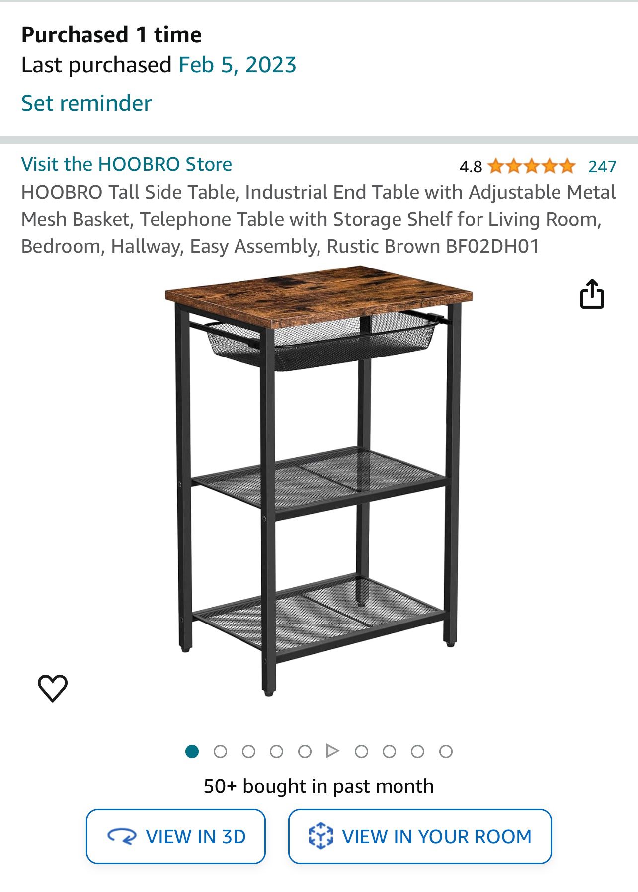Side table wood metal Home Office