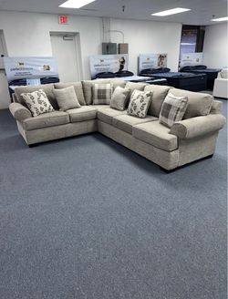 Large L-Shaped Sectional Sofa with Pillows
