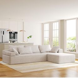 Modern Sectional L Shape Sofa With Chaise Lounge & Pillows 