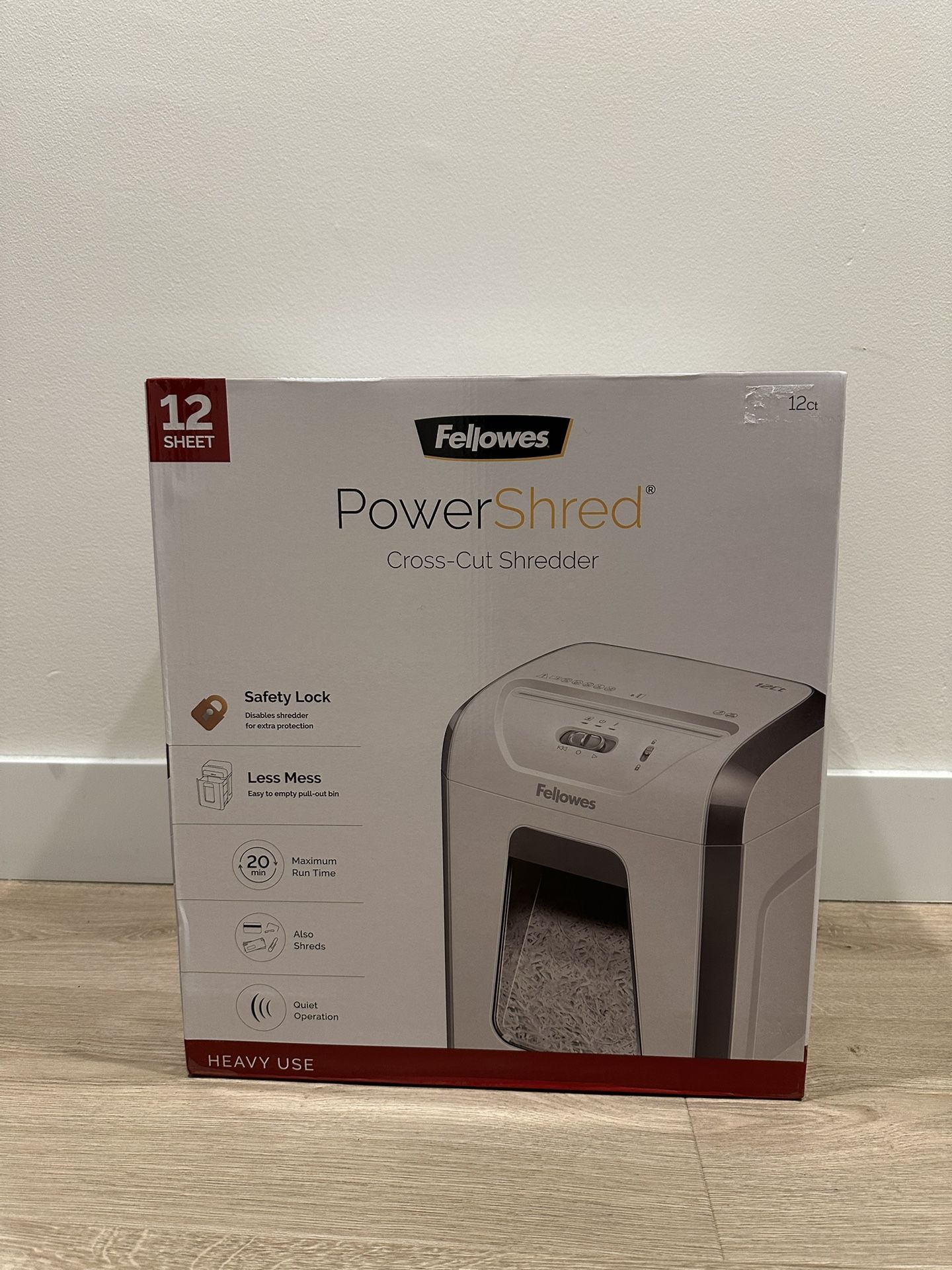 Fellowes PowerShred 12-Sheet Cross-Cut Paper Shredder - White **Brand New**