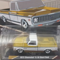 Greenlight Mijo Exclusives 1972 Chevrolet c10 shorted  Regular , Raw Metal Chase , Super chase Chrome