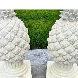 Pair Of Concrete Pineapples 