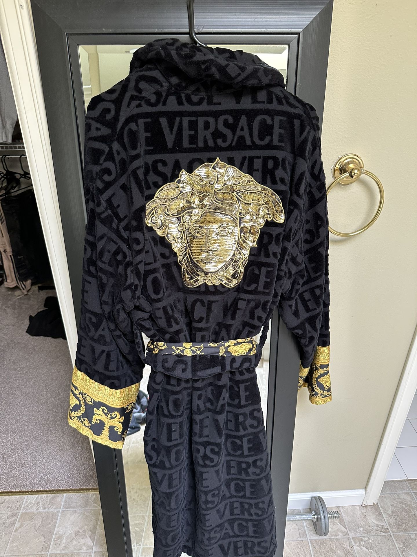 NEW Black Versace Sequin Robe
