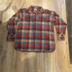 L.L. Bean Men’s Chamois “Apple Cinnamon” Plaid Long Sleeve Shirt Size: XL