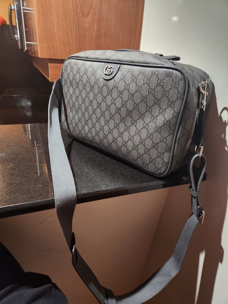 Gucci Messenger GG Supreme Black/Grey in Canvas/Leather with