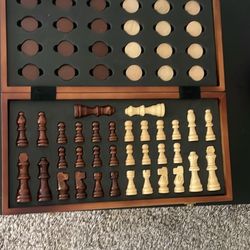 Wooden Checkers and Chess board