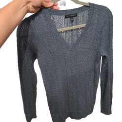 Banana republic size xs shimmery gray metallic sweater long sleeve shirt