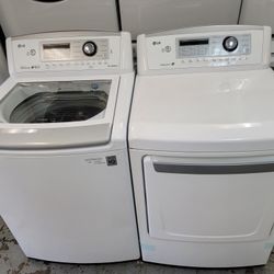 LG Large Capacity Top Load Washer And Gas Dryer Set 