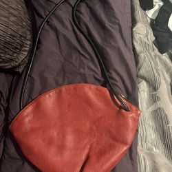 Hester Van Eeghen 'The Quarter' pebbled leather bag in deep red and noir