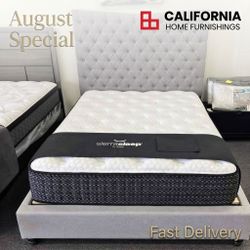 Gray Fabric Tufted Headboard Platform Bed - California King