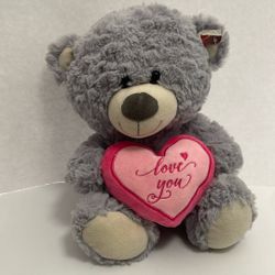 The Gray Valentine Bear Holding Your I Love You Heart Pink Heart