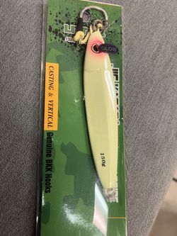 150g Slow jig Vertical Metal sk High Pitch Deep Drop Jig with BKK Jigging Hooks Glow