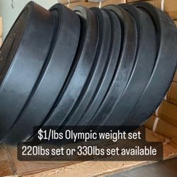 *BRAND NEW* $1/lbs OLYMPIC WEIGHTS. 220lbs OR 330lbs Sets Available