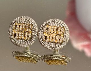 Miu Miu Logo Gold Silver Crystal Post Earrings